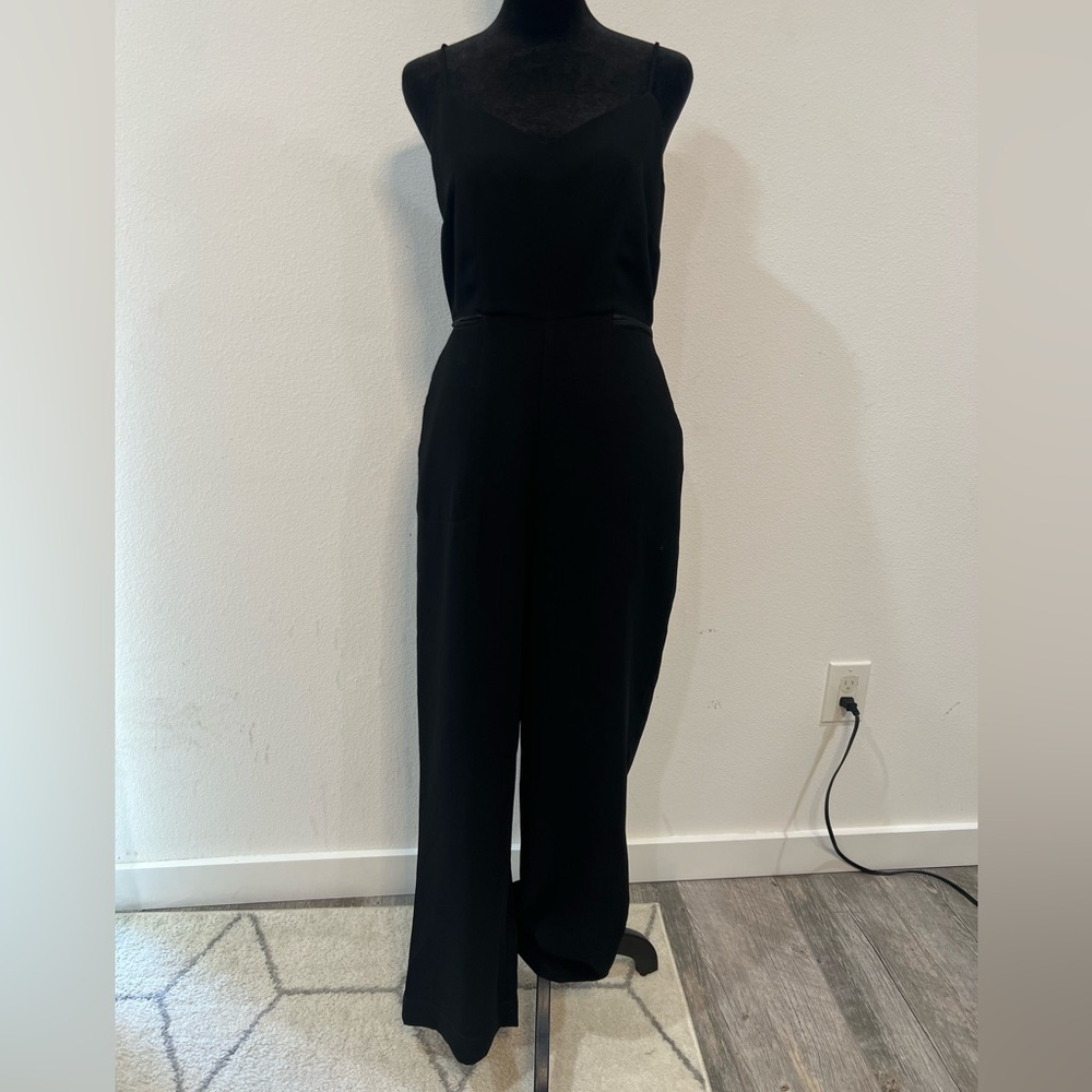 Maeve Anthropologie Magdalena Black Wide Leg Jumpsuit Spaghetti Strap Size 4 - Picture 4 of 8